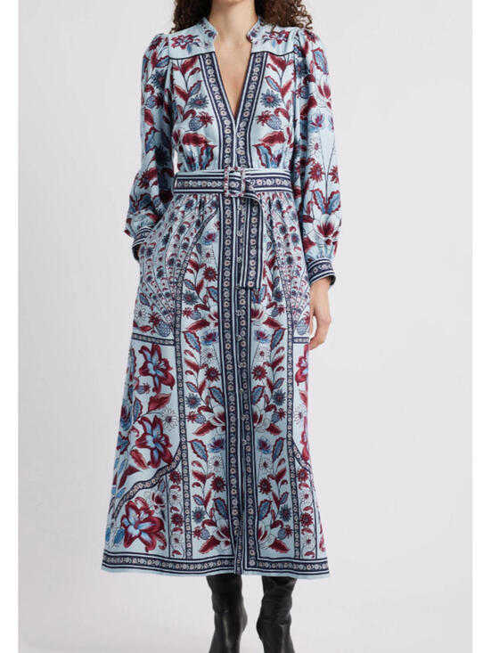 NEW, Farm Rio Marcelle Soft Blue Maxi Dress in Blue Sz M #MD1578 - Picture 2 of 9